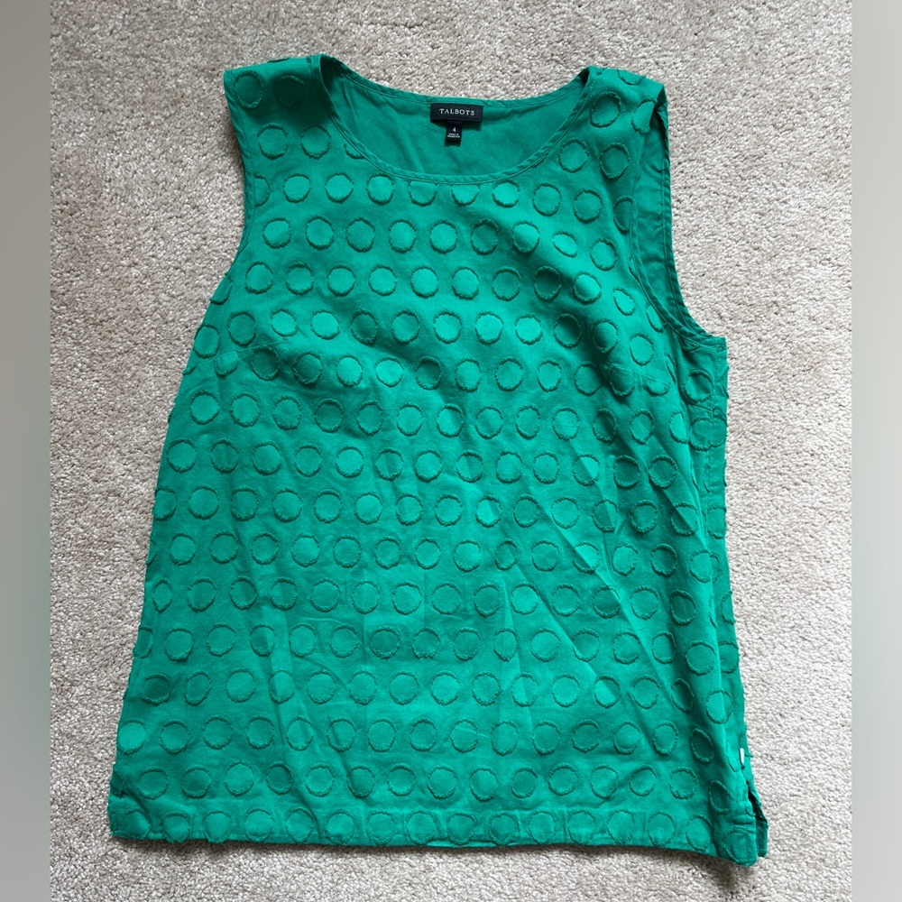 Talbots 100% Cotton Green Sleeveless Top Size 4